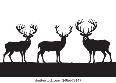 Vector illustration of deer animal silhouette with antlers