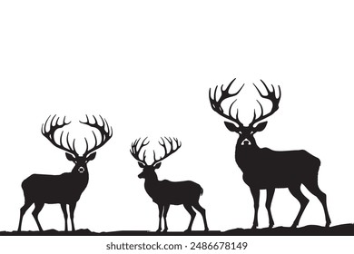 Vector illustration of deer animal silhouette with antlers