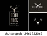 Vector illustration of Deer Buck Stag Head Skull Antlers for Forest Outdoor Adventure or Wildlife Hunting Vintage logo design