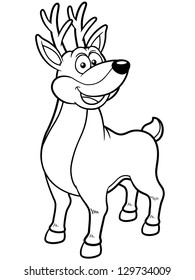 Vector illustration of Deer cartoon - Coloring book