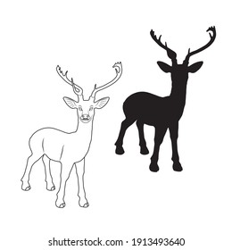 Vector illustration of deer cartoon on white background