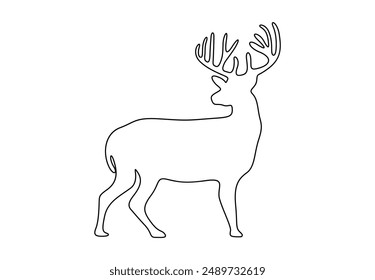 Vector illustration of deer continuous one line drawing 