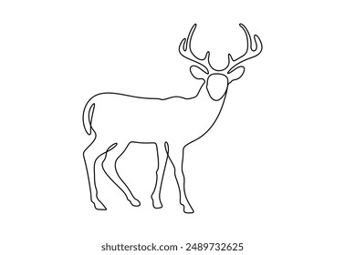 Vector illustration of deer continuous one line drawing 