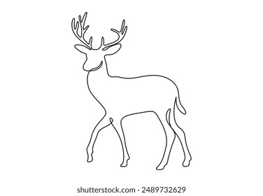 Vector illustration of deer continuous one line drawing 