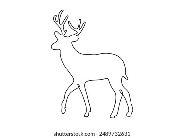 Vector illustration of deer continuous one line drawing 