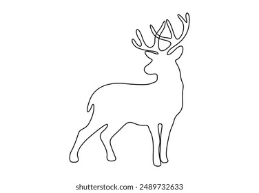 Vector illustration of deer continuous one line drawing 