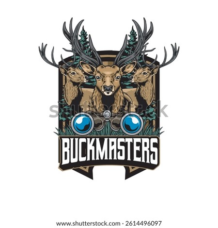 Vector Illustration of Deer with Detailed Illustration Available for Logo Badge