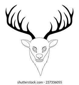 Vector illustration of a deer head with antlers.