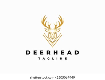Vector illustration of Deer Head Line Style Logo Design