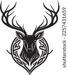 Vector illustration of deer head with ornament