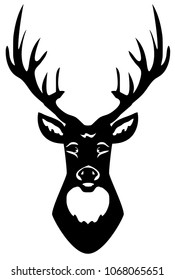 vector illustration of deer head silhouette with antlers