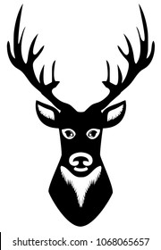 vector illustration of deer head silhouette with antlers