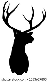 vector illustration of a deer head silhouette isolated on white background.