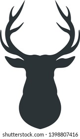 vector illustration of deer head silhouette with antlers