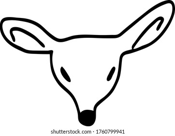 ilustración vectorial de una cabeza de ciervo. animal salvaje. mascota del bosque. Estilo Doodle. Esbozo gráfico 