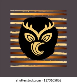 Vector illustration with deer. Deer vector as logo, badge, patch. Deer for invitation, birthday, greetings, party, Merry Christmas motive.