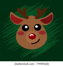 Vector illustration with a deer. Muzzle of a Christmas deer. Postcard for the New Year.