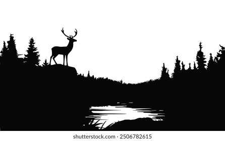 Vector illustration of a deer in nature