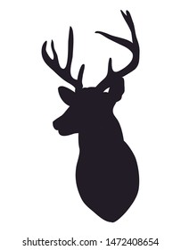 Hand Drawn Silhouette Head Reindeer Vector Stock Vector (Royalty Free ...