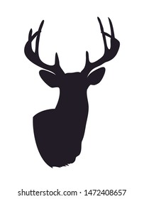 vector illustration deer portrait drawing silhouette, vector, white background