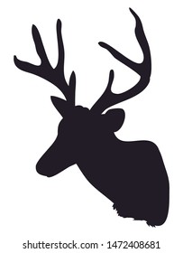 vector illustration deer portrait drawing silhouette, vector, white background