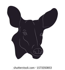 vector illustration deer portrait drawing silhouette, vector, white background