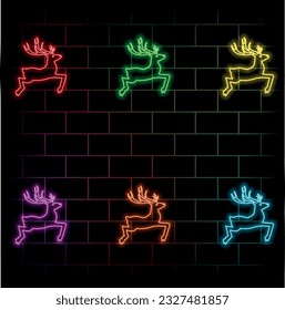 ilustración vectorial de un ciervo como sirviente. icono de ciervo. estilo neón. muchos colores.