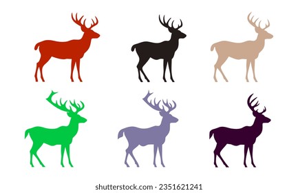 Vector illustration of deer silhouette isolated on white background