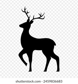 Vector illustration of deer silhouette on transparent background