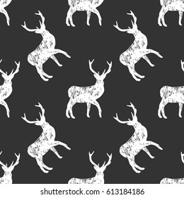 Vector Illustration Deer Silhouette Seamless Pattern Stock Vector 