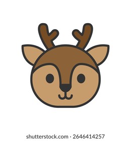 Vector illustration of a Deer in solid line style isolated in white background