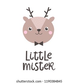 Vector illustration with deer and text Little mister.