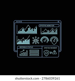 Vector illustration of defensive status system incident lifeform monitor interface design