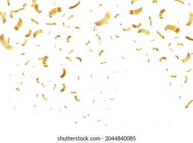 Vector illustration defocused gold confetti isolated on a transparent background. EPS 10. Vector abstract background with many falling tiny confetti pieces