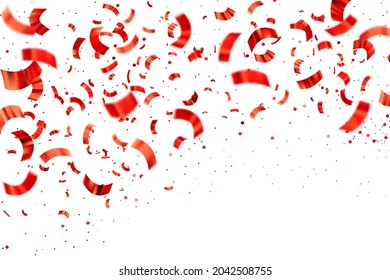 Vector illustration defocused red gold confetti isolated on a transparent background.