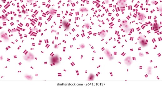 Vector illustration defocused rose gold confetti isolated on a white background, Celebration background template with confetti and ribbons pink, Holiday Decorative Tinsel Element for Design