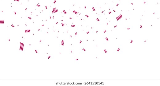 Vector illustration defocused rose gold confetti isolated on a white background, Celebration background template with confetti and ribbons pink, Holiday Decorative Tinsel Element for Design