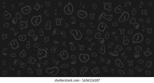 vector illustration deformed clocks on dark background around for deadline and time management concept