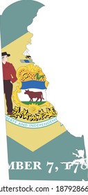vector illustration of Delaware map and flag
