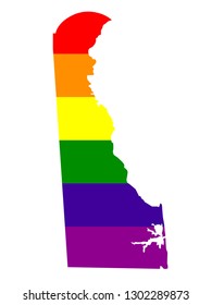 vector illustration of Delaware map with LGBT flag