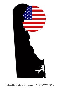 vector illustration of Delaware map with USA flag