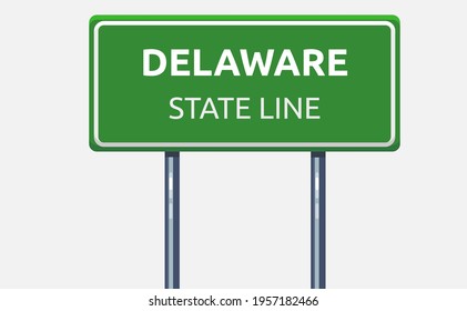 Vector illustration of Delaware state line road sign