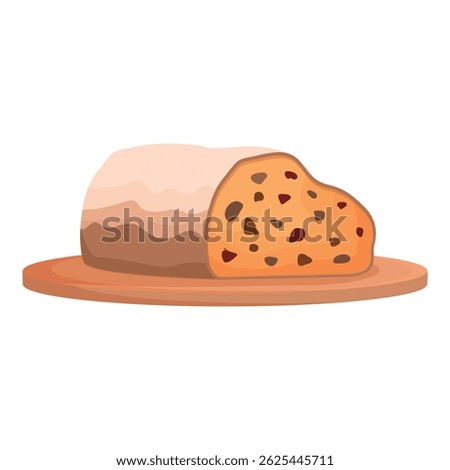 Vector illustration of a delectable tiramisu slice with cocoa and chocolate chips on a wooden plate