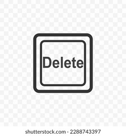 Vector illustration of Delete icon in dark color and transparent background(PNG). Keyboard shortcut button.