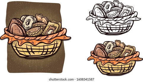 vector illustration of delicacies and cakes ready to print or modify

