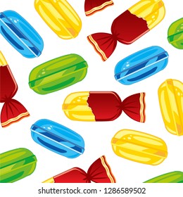 Vector illustration delicacies sweetmeats caramel colour decorative pattern on white background