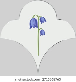Ilustración vectorial de una delicada flor de campana de primavera azul con tallo verde en una forma decorativa suave. Perfecto para diseño floral, embalaje, papelería, boda y proyectos de temporada.