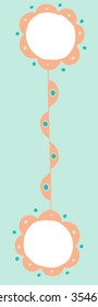 vector illustration of a delicate, double flower with orange petals on turquoise background