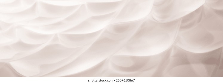 Vector illustration of a delicate and ethereal composition of beige waves, creating a sense of calmness and purity. The minimalist design is ideal for backgrounds.