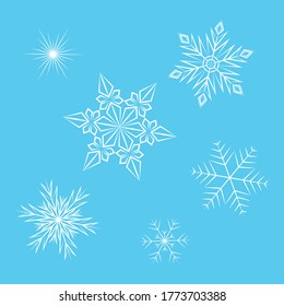 Ilustración vectorial de copos de nieve delicados